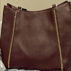 Elegant Brown Tote Bag with Gold Accents